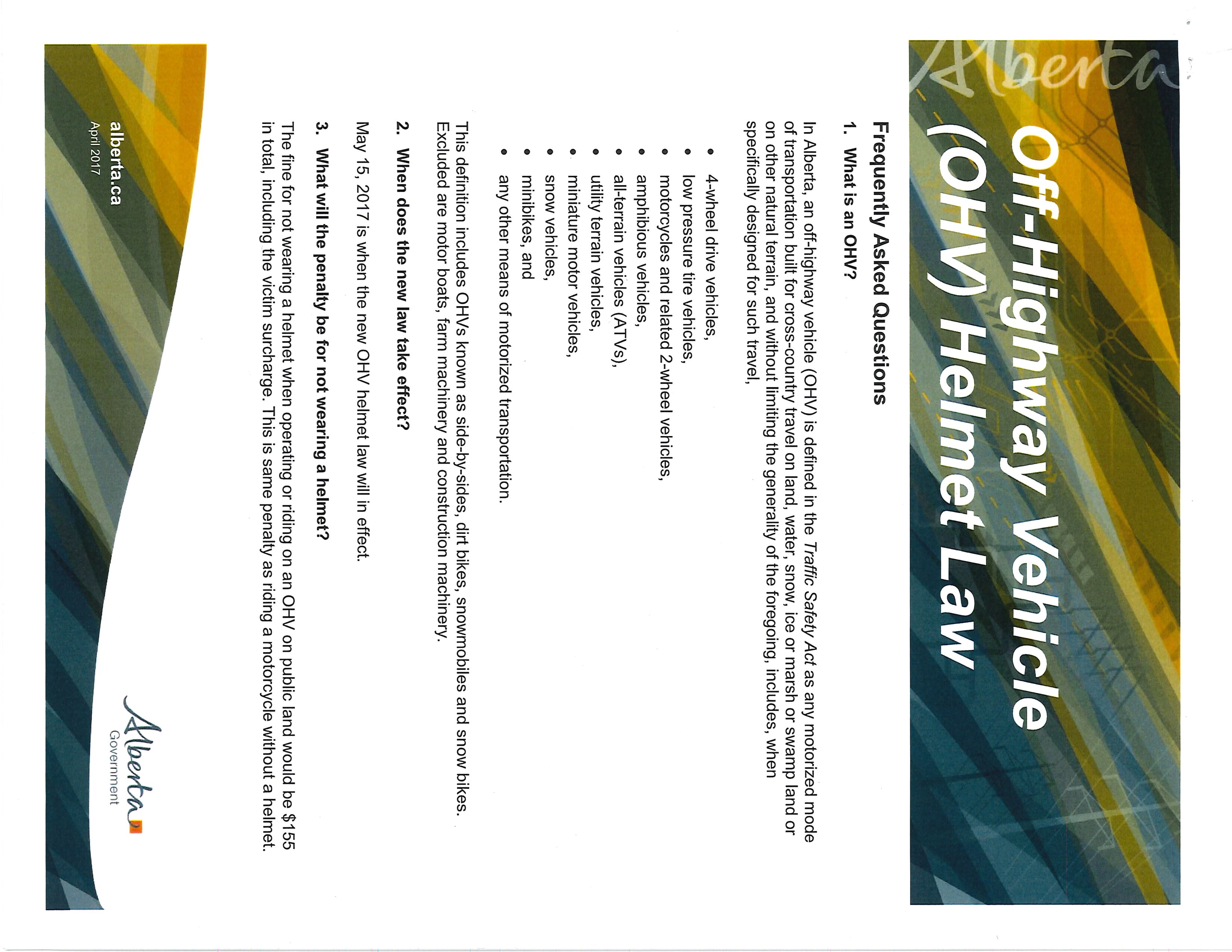 ATV Helmets Required Summer Village of Ross Haven